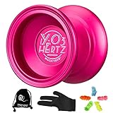 Magic Yoyo Y03 HERTZ Professional Jojo Profi for String Tricks, Legierung Aluminium YoYo Kugellager Yoyo, Hervorragende Leistung, High Speed Spin & Leicht, mit 5 Saiten, Handschuh, Tasche (Rosa)