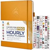 Clever Fox PRO Schedule - Undatierter Wöchentlicher und Monatlicher Lebensplaner mit Zeitfenstern, Terminkalender, Täglichem Organizer zur Steigerung der Produktivität, A4, 1 Jahr, Bernsteingelb