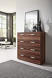 moebel-dich-auf.de Sideboard Anrichte Mehrzweckschrank Highboard Schrank Malaga 3 mit 4 Schubkästen Kommode Walnuss Zwetschg