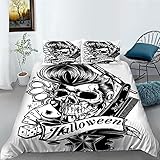 BYJRY Kürbiskopf Bettbezug, Goth Halloween-Themen Bettwäsche-Set, 3D-Druck-Mikrofaser-Polyester-Bettdecke (Bettdecke Nicht Inbegriffen) (Color : Gold 6, Size : Single)