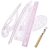 Varadyle 7 Teile/Satz Lineal Schneider Messung Kit Klar NäHen Zeichnung Lineal Maß Stab HüLse Arm FranzöSisch Kurve Set Schneiden Lineal Schaufel R