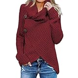BOLUOMIZKALY Pullover Teenager Mädchen Damen Pullover lose Pullis Langarm Oberteil Rollkragen Outwear Frauen Damen Pullover Lose Pullis Langarm Oberteil Rollkragen Outwear (Wine, XXXL)