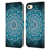 Head Case Designs Offizielle Zugelassen Monika Strigel Meerblau Mandala Leder Brieftaschen Handyhülle Hülle Huelle kompatibel mit Apple iPhone 7 / iPhone 8 / iPhone SE 2020