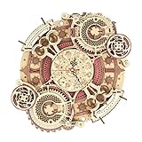 ROKR 3D Holzpuzzle Tierkreis Mauer Uhr für Erwachsene Kinder über 14 Jahre Holzbauset Retro Dekoration Geschenke 168 Teilen, Zodiac Wall Clock