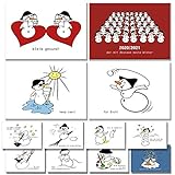 Postkarten Set 12 witzige Schneemann Karten lustige Sprüche 2 Corona Karten 2021 Grußkarten witzige Sprüche für jede Gelegenheit (gesund bleiben, Gutschein, Liebe, Motivation, Weihnachten, Kinder)