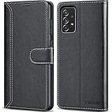 ykooe Handyhülle für Samsung Galaxy A52 Hülle, Hochwertige PU Leder Handy Schutz Hülle für Samsung Galaxy A52 / A52s 5G Flip Tasche, Schw