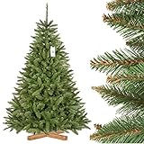 FAIRYTREES künstlicher Weihnachtsbaum FICHTE Natur, grüner Stamm, Material PVC, inkl. Holzständer, 180cm, FT01-180