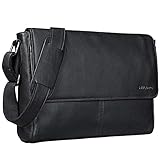 STILORD 'Oskar' Umhängetasche Laptoptasche 15 Zoll aus echtem Leder Messenger Bag Business Vintage Look, Farbe:schw