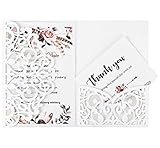 einladungskarten hochzeit, 20 Stück Hochzeitseinladung Tri-Fold Hohl Business Einladungskarten, Hochzeitskarte Glückwunschkarte Grußkarte Einladungkarte, auch für Taufe,Geburtstag,Kommunion weiß