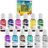 Alkohol Tinte Set - 12 Farben Alcohol Ink zur Epoxidharz Malerei, Petrischalen Herstellung, Harz Kunst - 120ml Konzentrierter Alkoholtinte Harztinte Farben für Becher Herstellung, Malen - je 10
