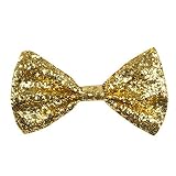 Boland 53110 - Fliege Glitter, Gold, Größe ca. 13 cm, Gummiband, schmale Ausführung, glänzend, Kostüm, Karneval, Halloween, Fasching, Mottoparty