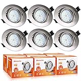 LED Einbaustrahler, 6er Einbaustrahler 230V Schwenkbar Einbauleuchte set Einbauspot Deckenstrahler inkl. 6x 5W GU10 Spots 3000K Warmweiß 550lm ersetzt 50W Einbaulampe Deckenspot f. Loch Ø70-75