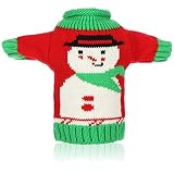 com-four® Weinflaschen-Abdeckung - Weihnachtspullover mit Schneemannmotiv - Weihnachtstischdekoration - Christmas Flaschenüberzug (01 Stück - Schneeman)