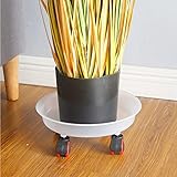 XSSS-ZC Blumentopf-Tablett, Universal-Rad Großer Topf-Grünpflanzen-Blumentopf-Wasser-Tablett, runder, Dicker, mobiler Boden aus Kunststoff, Rollen-Blumentopf-Tablett,Weiß,ID 20CM