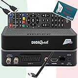 TiVuSat Karte HD aktiviert + DIGIQuest Q10 DVB-S2 Full HD Sat Receiver HEVC Main 10 Set-Top Box, zertifizierter TiVuSat Receiver mit Karte, Mediaplayer, USB PVR, 150Mbit WiFi, EasyMouse HDMI