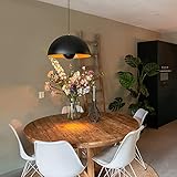 QAZQA - Landhaus | Vintage Industrie | Vintage | Hängelampe | Pendellampe | Halbrund Pendelleuchte | Esstisch | Esszimmer schwarz mit Gold | Messing 50 cm - Magna Eglip | Wohnzimmer | Schlafzimmer |