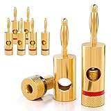deleyCON 8X Bananenstecker 24K vergoldet und schraubbar für Kabel Boxen Verstärker AV-Receiver Endstufen HiFi Stereoanlag