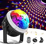 Discokugel,LED Party Lampe Partylicht mit Sternenmuster, 11 Farbe RGBY Musikgesteuert 4M USB, Disco Lichteffekte 360° Drehbares Discolampe mit Fernbedienung für Weihnachten, Party,