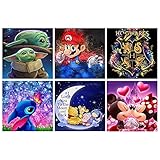 Diamond Painting,5d Diamant Painting Full 6 Pack Diamant Painting Bilder Voll Set,Diamond Painting Kinder Cartoon 6 Packung Home Wall Decor 30x30