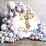 Nihilar 2 m We Can Bearly Wait Hintergrund, Braunbär Babyparty Runder Hintergrund, Girl Boy We Can Bearly Wait Hintergrund, Babyparty Party Dekoration Neugeborene Party Fotoshooting R