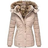 Mantel Damen Herbst Schwarz Lang Winter Beige Frauen Winterjacke Winterparka Wintermantel Daunen Jacke Parka Fleecejacke Daunenmantel Plüschmantel Daunenjacke Übergangsjacke Steppmantel Steppjack