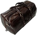 Reisetasche aus italienischem Echtleder - Weekender- & Handgepäckgröße - Dunkelb