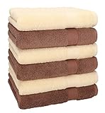 Betz 6 Stück Handtücher Größe 50 x 100 cm Premium Handtuch Set 100% Baumwolle Farbe beige/nuss B