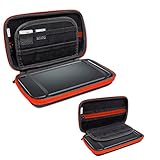 Orzly 3DSXL Case, Aufbewahrungstasche für 3DS XL oder New 3DS XL - Hartschalen Schutzhülle für das Original Modell 3DS XL oder das Nue Nintendo 3DS XL Konsole & Accesoires - ROT auf Schw