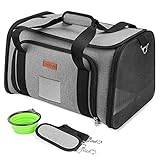 YOOFAN Hundetasche,Fluglinienzugelassene Faltbare Katzentragetaschen,Tragbarer Hundetasche für Katzen,Hunde und Häschen,Katzentrage mit Futternapf,Abnehmbare Matte und Schultergurt-G