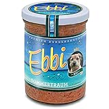 Ebbi Bio Sommertraum mit Geflügel, Hühnerherzen, Eier, Hanföl, Reisnudeln Inhalt: 400g Hundenahrung/ Hundefutter im Wieder verschließbarem Glas (3 x 400g)