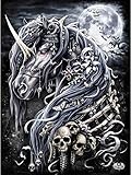 YSCOLOR Diamant Painting DIY Diamant Malerei Nacht Schädel Einhorn Mosaik 5D Kreuzstich Volle Runde Diamant Stickerei Kits Wohnkultur 30X40