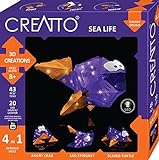 Kosmos CREATTO Wasserwelt 3D-Leuchtfiguren entwerfen,3D-Puzzle-Set für Fisch,Schildkröte,Krabbe und Rochen,gestalte kreative Zimmer-Deko, 43 Steckteile, 25-tlg. LED-Lichterkette Kinder und Erw