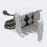 4-fach Gartensteckdose Außensteckdose Kunstharz IP44 Outdoor Steinoptik 5m Kab