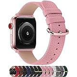 Fullmosa kompatibel Apple Watch Armband 38mm/40mm/41mm,Leder Uhrenarmband Ersatzband für Apple Watch SE, Series 7/6/5/4/3/2/1, Hellrosa+Roségold Schnalle 38mm/40mm/41