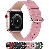 Fullmosa kompatibel Apple Watch Armband 38mm/40mm/41mm,Leder Uhrenarmband Ersatzband für Apple Watch SE, Series 7/6/5/4/3/2/1, Hellrosa+Roségold Schnalle 38mm/40mm/41