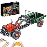 Mysta Tehcnik Ackerschlepper Modell Bausteine, Mould King 17005, 2.4Ghz/APP RC Traktor mit Fernbedienung, 1312+ Teile Bauernhof Traktor Bausatz Klemmbausteine Kompatibel mit Leg