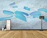 ZZXIAO Abstrakte blaue Pinselstriche Ziegelwand Tapete 3D Deco Wohnzimmer Wanddekor Wandbilder Schlafzimmer fototapete 3d effekt tapete Wohnzimmer Schlafzimmer Hintergrundbild-350cm×256