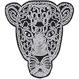 Leoparden Muster Aufnäher Leopard Figur Aufbügler Katzen Patch Wildkatze modern Bügelbilder Jaguar Deko Geschenk Frauen/Männer DIY Applikation für Vorhang/Sofa/Kissen/Jacke/Shirt, 90x80