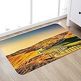 Rutschfester Badteppich aus Mikrofaser Italien, Toskana Kreta Senesi Ländliche Landschaft Zypressen Bäume Land Ackerland Europa Dekorativ, Bad Absorbent Bad Teppich Decke Küche Bodenmatte 50x80