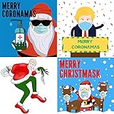 Weihnachtskarten (20 er Set) - Klappkarten mit Lustige Weihnachtsmann-Motiv für Kinder, Freundin oder Freund- Frohe W
