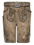 Herren Lederhose Ludwig aus der Meisterstück Serie von Schöneberger Trachten - Vintage Trachtenlederhose inkl. Trachtengürtel (52, braun)