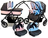 Zwillingswagen. 2 x Buggy, 2 x Babywanne, 2 x Baby