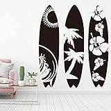 3 Surfbretter Sommer Meer Strand Surfen Welle Sonne Kokospalme Blumenmuster Surfbrett Vinyl Wandaufkleber Auto Aufkleber Club Shop Wohnkultur Wandb