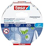 tesa Montageband für Fliesen und Metall (ideal geeignet als Spiegelklebeband) 5m x 19