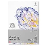 Winsor & Newton 6689742 Zeichenpapier im Block - 25 Blatt A3, 220g/m², feine Körnung, natürliches Weiß, säurefrei in archivierbarer Qualität, Alterungsbeständig für Fineliner, Tusche, B