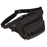 HUNTVP® Taktische Gürteltasche Sport Hüfttasche Molle Bauchtasche Wasserabweisend mit Reißverschluss für Outdoor Laufen Reise Wandern Radfahren Camping, Schwarz-M