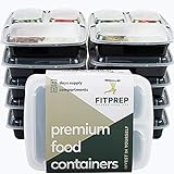 FITPREP® - DAS ORIGINAL - 3-Fach Meal Prep Boxen - 10er Pack - für Meal Prep empfohlen - inkl. schönem Rezep