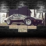 DUOYUN Moderne HD Gedruckt 5 Panel Leinwand Bild Wandkunst Heimtextilien Malerei Poster-Corvette C3 Auto Poster-Kreatives Design und Dekoration, einzigartiges Geschenk