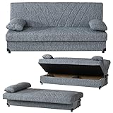 COSTWAY Bettsofa 3-Sitzer Sofa, Couch mit 2 abnehmbaren Kissen& 2 Fächern Bettkasten, 3-in-1 Multifunktionssofa Schlafsofa mit Schlaffunktion, Schlafcouch Bettcouch für Schlafzimmer Wohnzimmer Bü