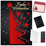 Weihnachtskarten mit Umschlag (15er Set) WEIHNACHTSBAUM ROT - Klappkarten ideal privat und geschäftlich - Frohe Weihnachten Karten von BREITENWER